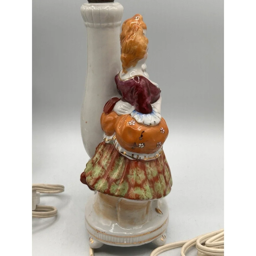 PAIR VINTAGE VICTORIAN‎ COLONIAL COUPLE FUGURINE LAMP HANDPAINTED NIPPON JAPAN